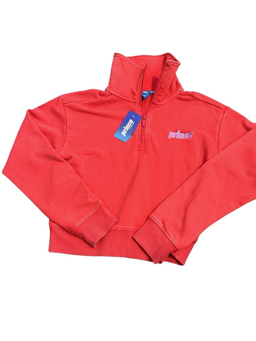 Prince Pickleball Quarter Zip Pullover Red XS NWT Cropped Fleece Sweatshirt